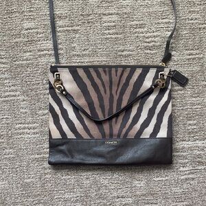 Coach Zebra Stripe Crossbody Bag - Black and Brown